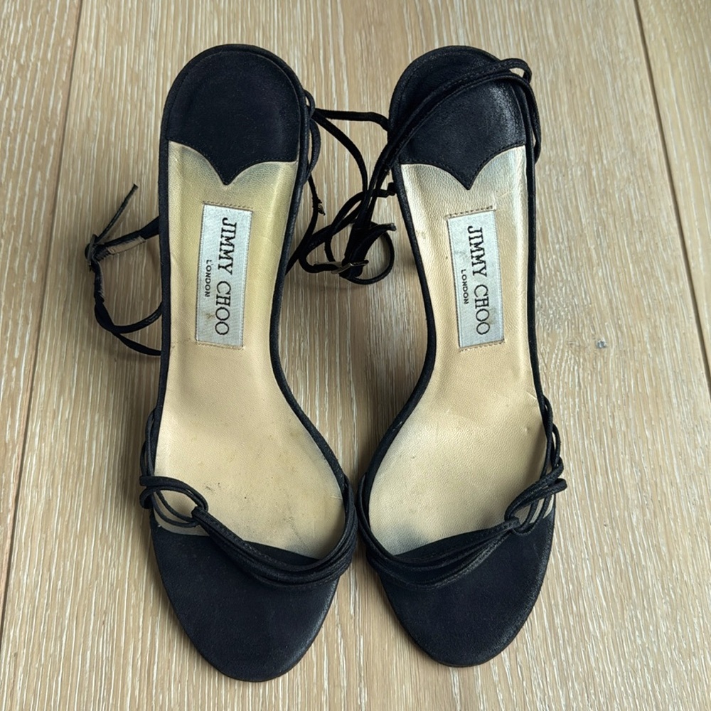 Jimmy Choo black strappy heels/ sandals. Size 38.